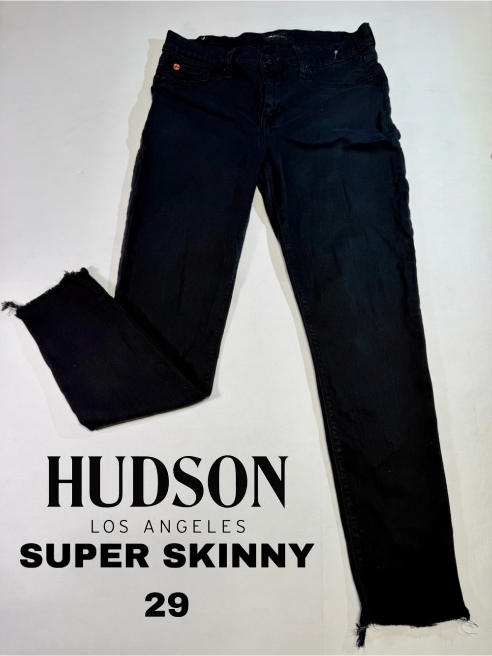 Hudson Jeans Charcoal Gray Skinny Jeans with Raw Hem